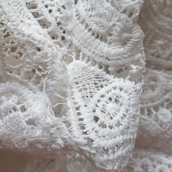 White Boho Bohemian Crochet Lace Long Sleeve Shirt - Picture 7 of 8
